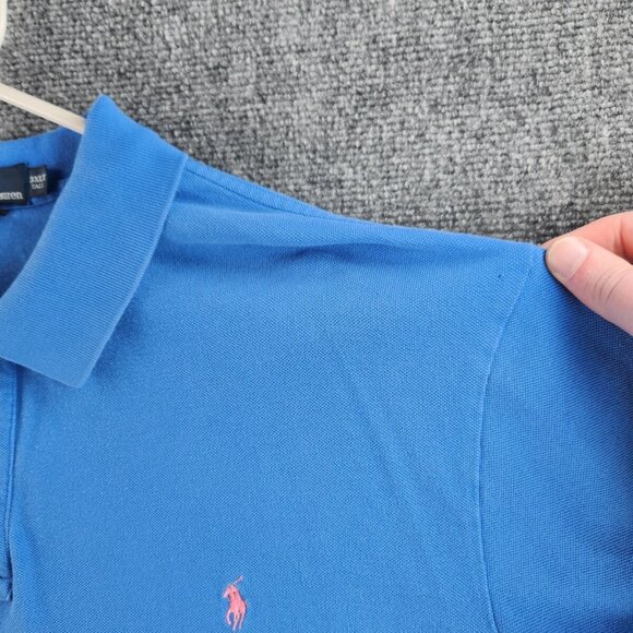 Polo Ralph Lauren 3XLT Short Sleeve Blue Polo Shirt Pink Embroidery Logo Cotton - Picture 14 of 16